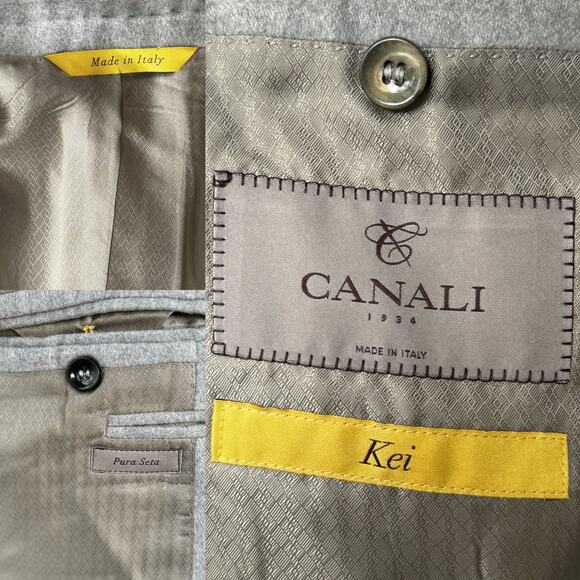 Canali Made in Italy Men’s 38L Kei 100% Pure Silk Gray Sport Coat Blazer Soft - Picture 9 of 10